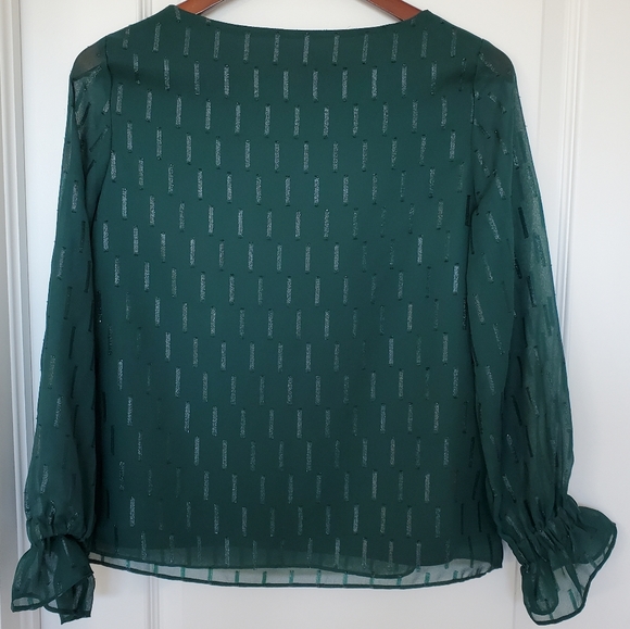 Banana Republic Forest Green Boat Neck Long Sleeve Blouse - Picture 3 of 7